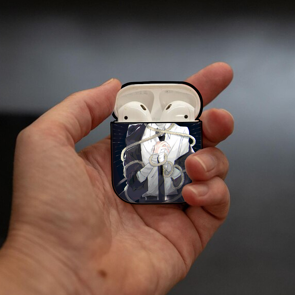 文豪ストレイドッグス Bungo Stray Dogs AirPods 第2世代保護ケース ハードシェル ブラック 耐衝撃・防指紋・カラビナ付き