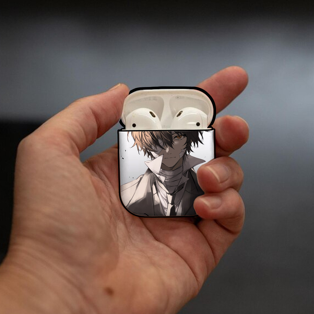 文豪ストレイドッグス Bungo Stray Dogs AirPods 第2世代保護ケース ハードシェル ブラック 耐衝撃・防指紋・カラビナ付き