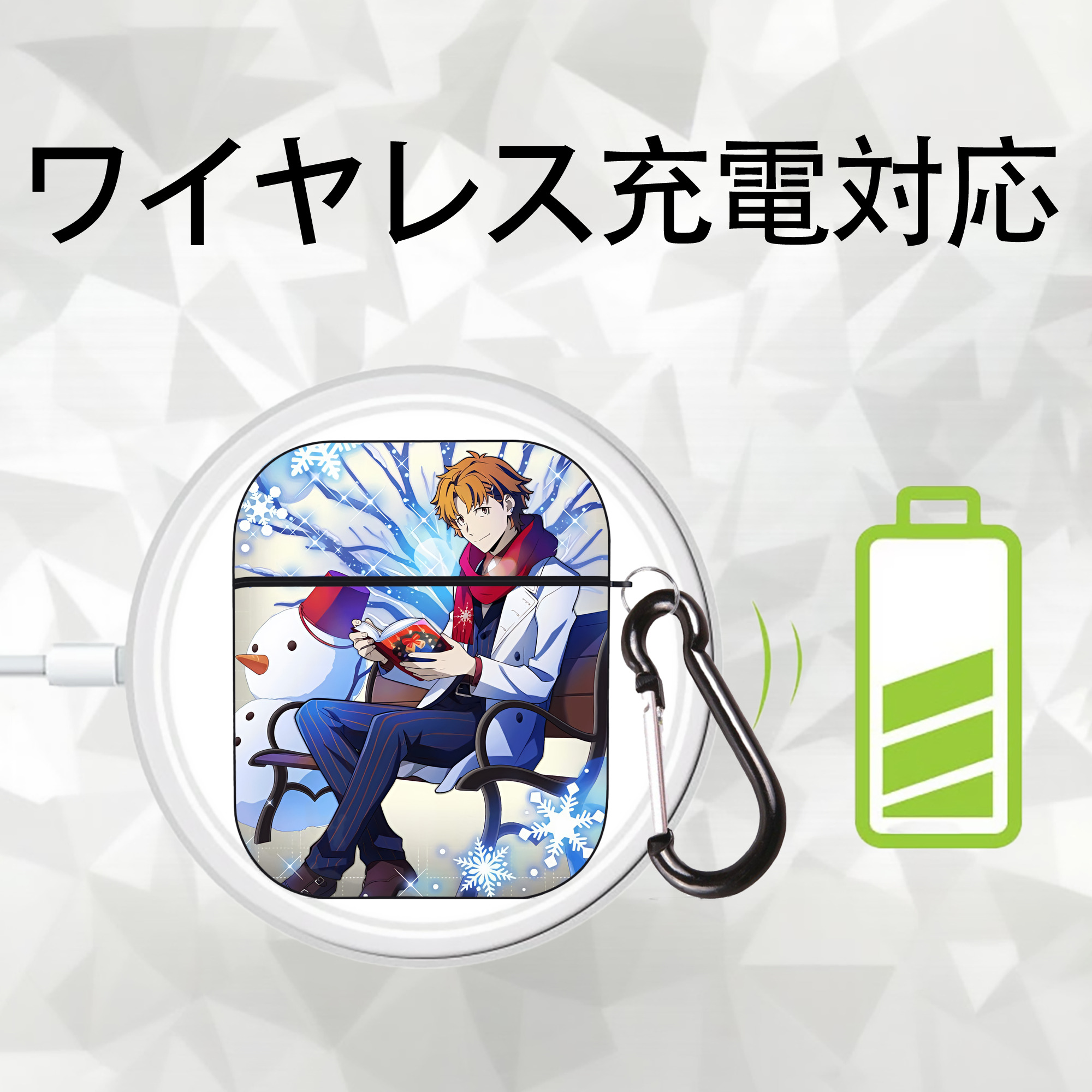 文豪ストレイドッグス Bungo Stray Dogs AirPods 第2世代保護ケース ハードシェル ブラック 耐衝撃・防指紋・カラビナ付き