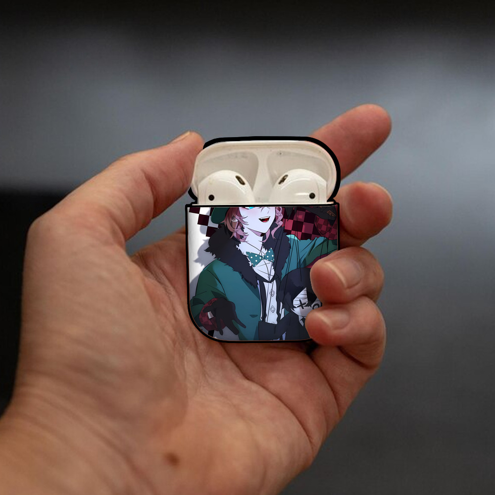 文豪ストレイドッグス Bungo Stray Dogs AirPods 第2世代保護ケース ハードシェル ブラック 耐衝撃・防指紋・カラビナ付き