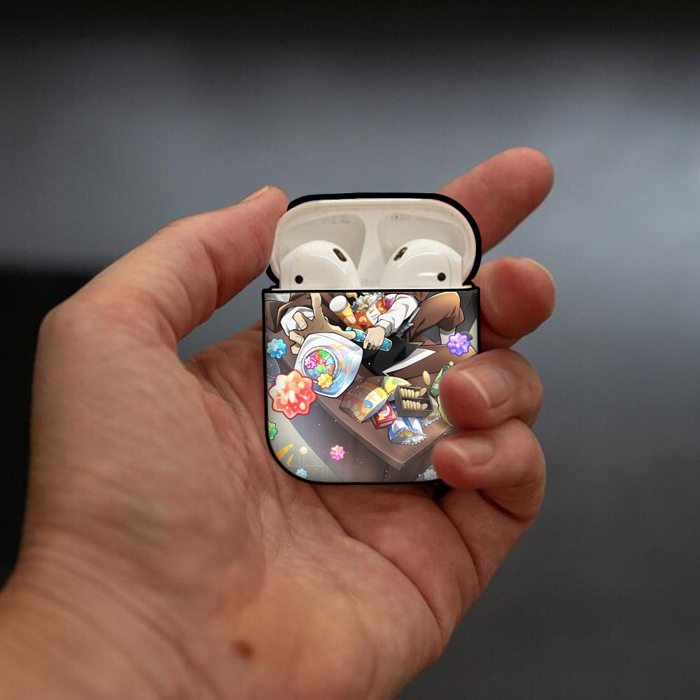 文豪ストレイドッグス Bungo Stray Dogs AirPods 第2世代保護ケース ハードシェル ブラック 耐衝撃・防指紋・カラビナ付き