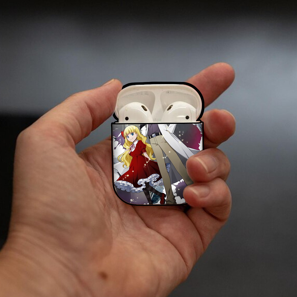 文豪ストレイドッグス Bungo Stray Dogs AirPods 第2世代保護ケース ハードシェル ブラック 耐衝撃・防指紋・カラビナ付き