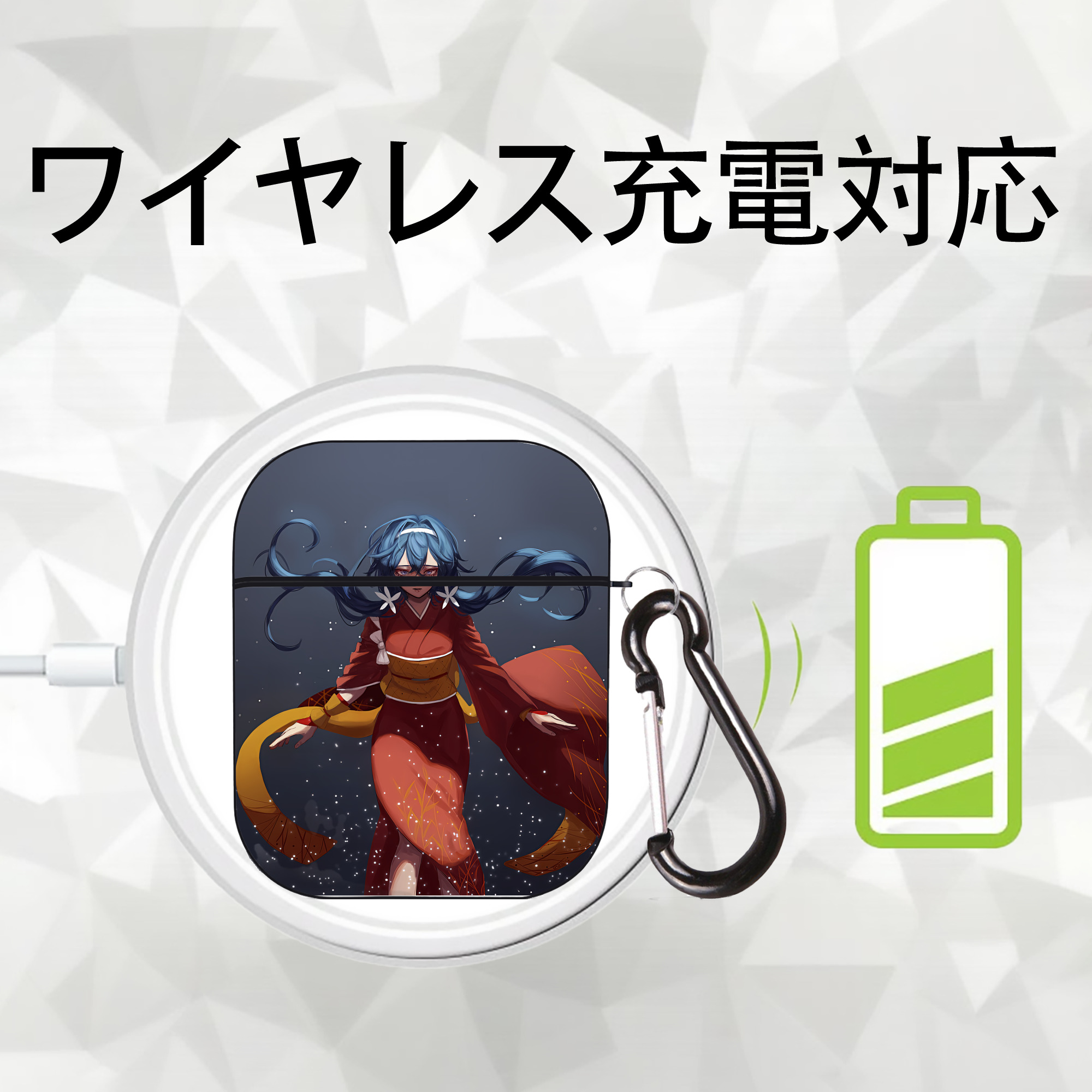 文豪ストレイドッグス Bungo Stray Dogs AirPods 第2世代保護ケース ハードシェル ブラック 耐衝撃・防指紋・カラビナ付き