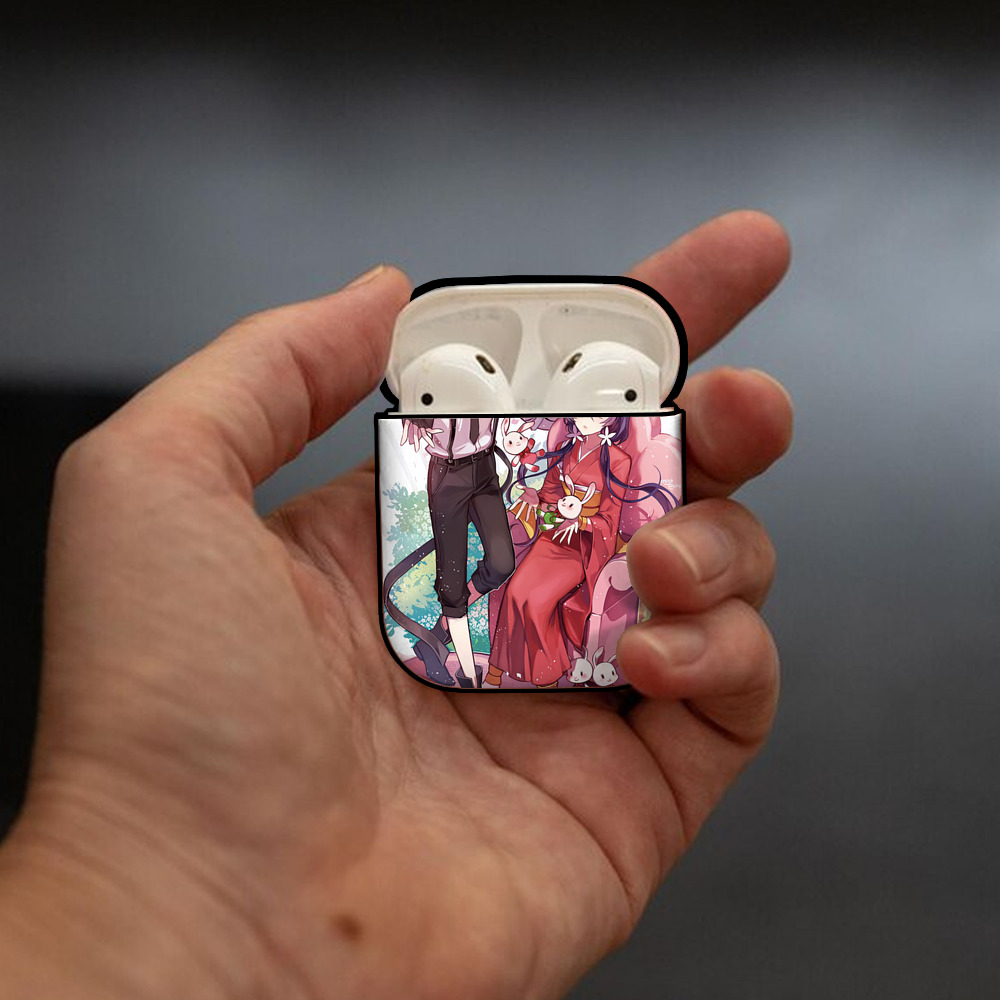 文豪ストレイドッグス Bungo Stray Dogs AirPods 第2世代保護ケース ハードシェル ブラック 耐衝撃・防指紋・カラビナ付き