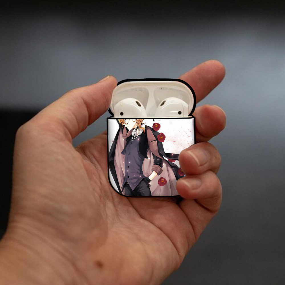 文豪ストレイドッグス Bungo Stray Dogs AirPods 第2世代保護ケース ハードシェル ブラック 耐衝撃・防指紋・カラビナ付き