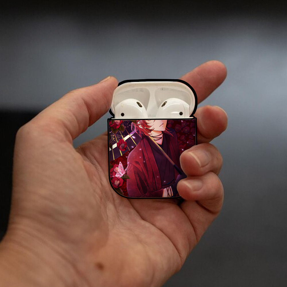 文豪ストレイドッグス Bungo Stray Dogs AirPods 第2世代保護ケース ハードシェル ブラック 耐衝撃・防指紋・カラビナ付き