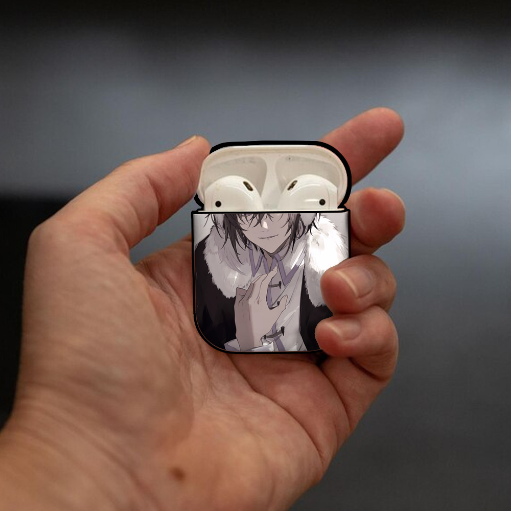 文豪ストレイドッグス Bungo Stray Dogs AirPods 第2世代保護ケース ハードシェル ブラック 耐衝撃・防指紋・カラビナ付き