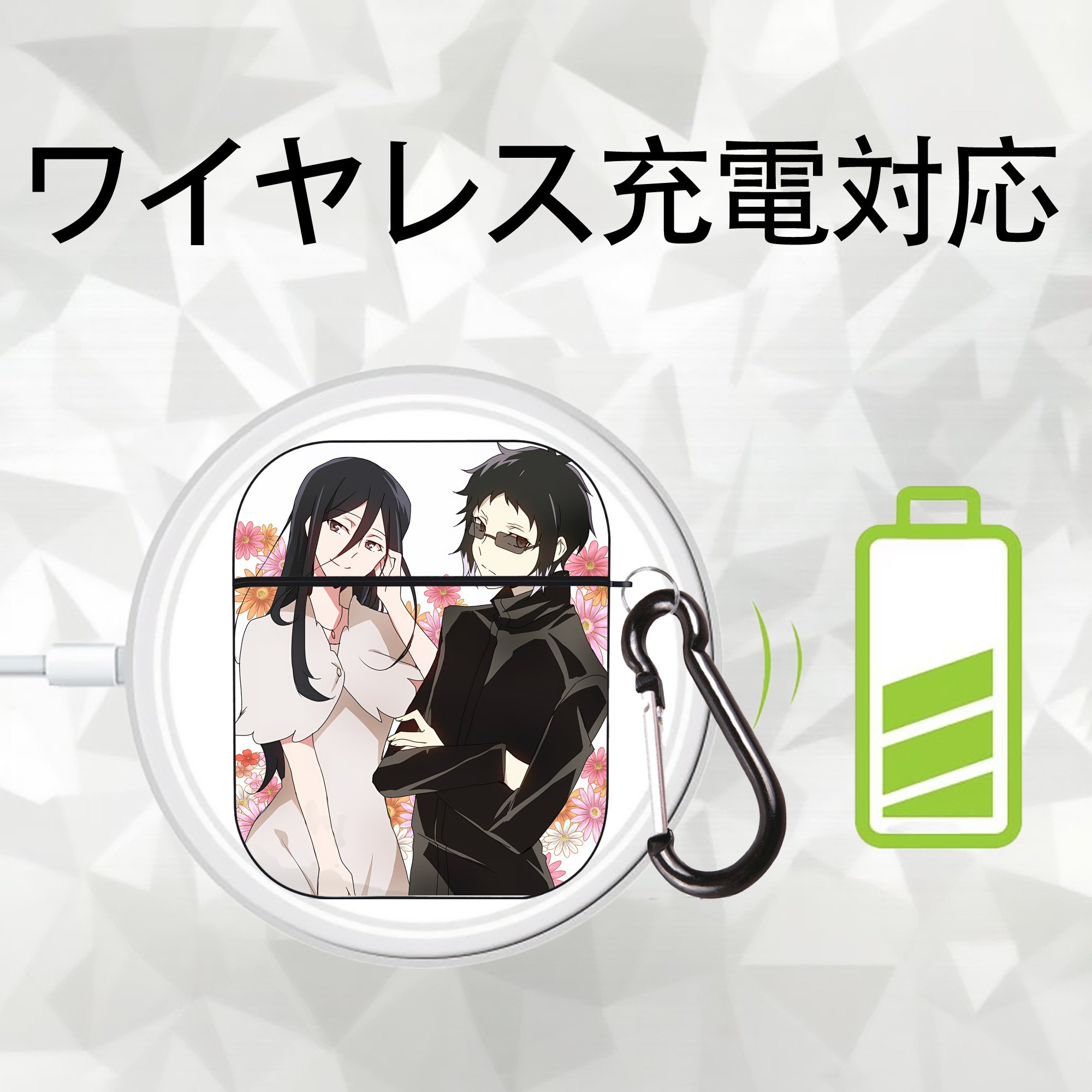 文豪ストレイドッグス Bungo Stray Dogs AirPods 第2世代保護ケース ハードシェル ブラック 耐衝撃・防指紋・カラビナ付き
