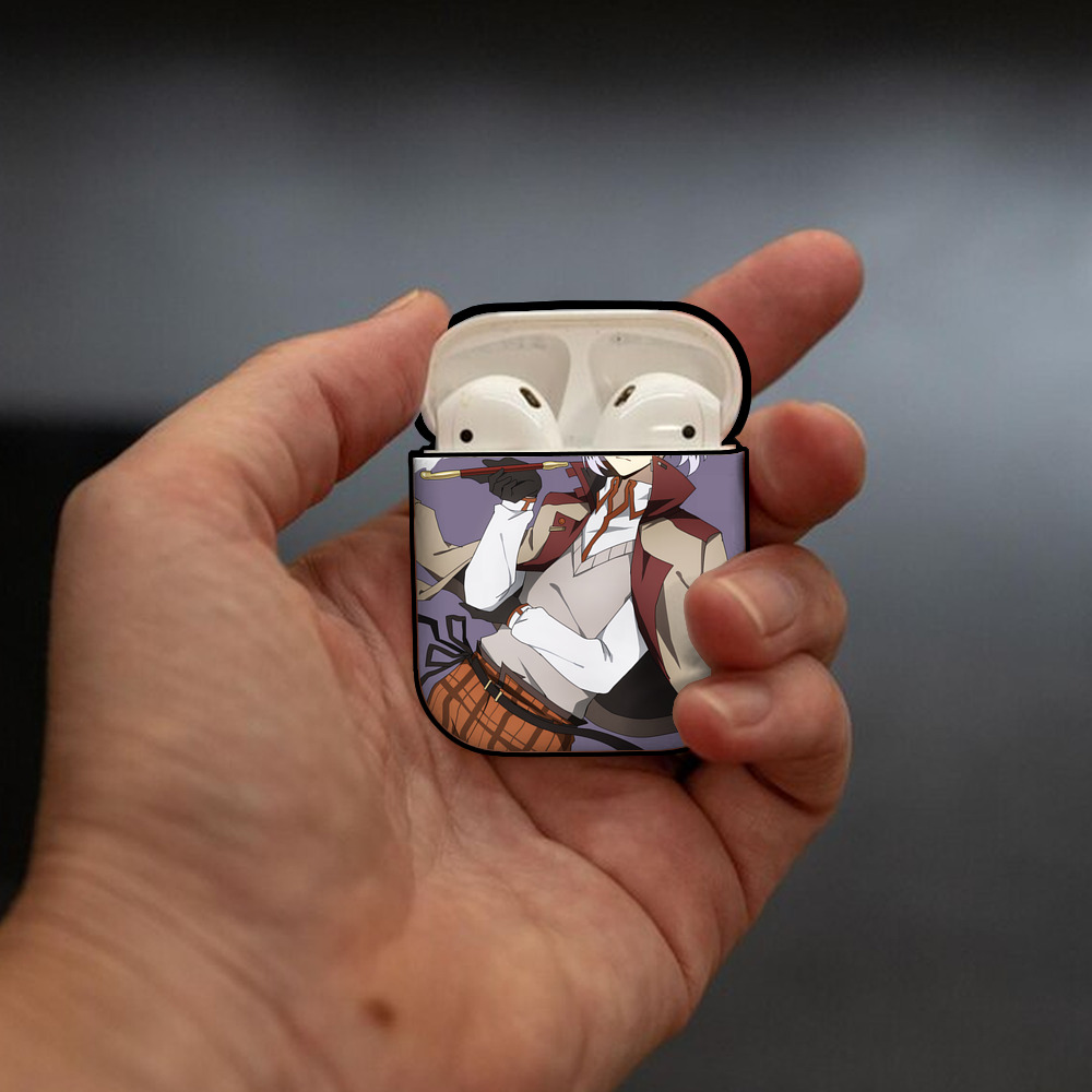 文豪ストレイドッグス Bungo Stray Dogs AirPods 第2世代保護ケース ハードシェル ブラック 耐衝撃・防指紋・カラビナ付き