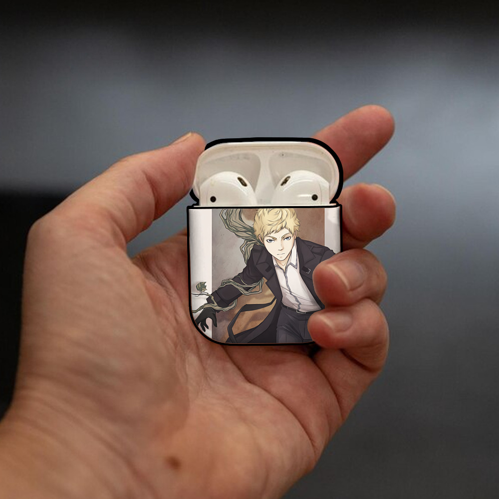 文豪ストレイドッグス Bungo Stray Dogs AirPods 第2世代保護ケース ハードシェル ブラック 耐衝撃・防指紋・カラビナ付き