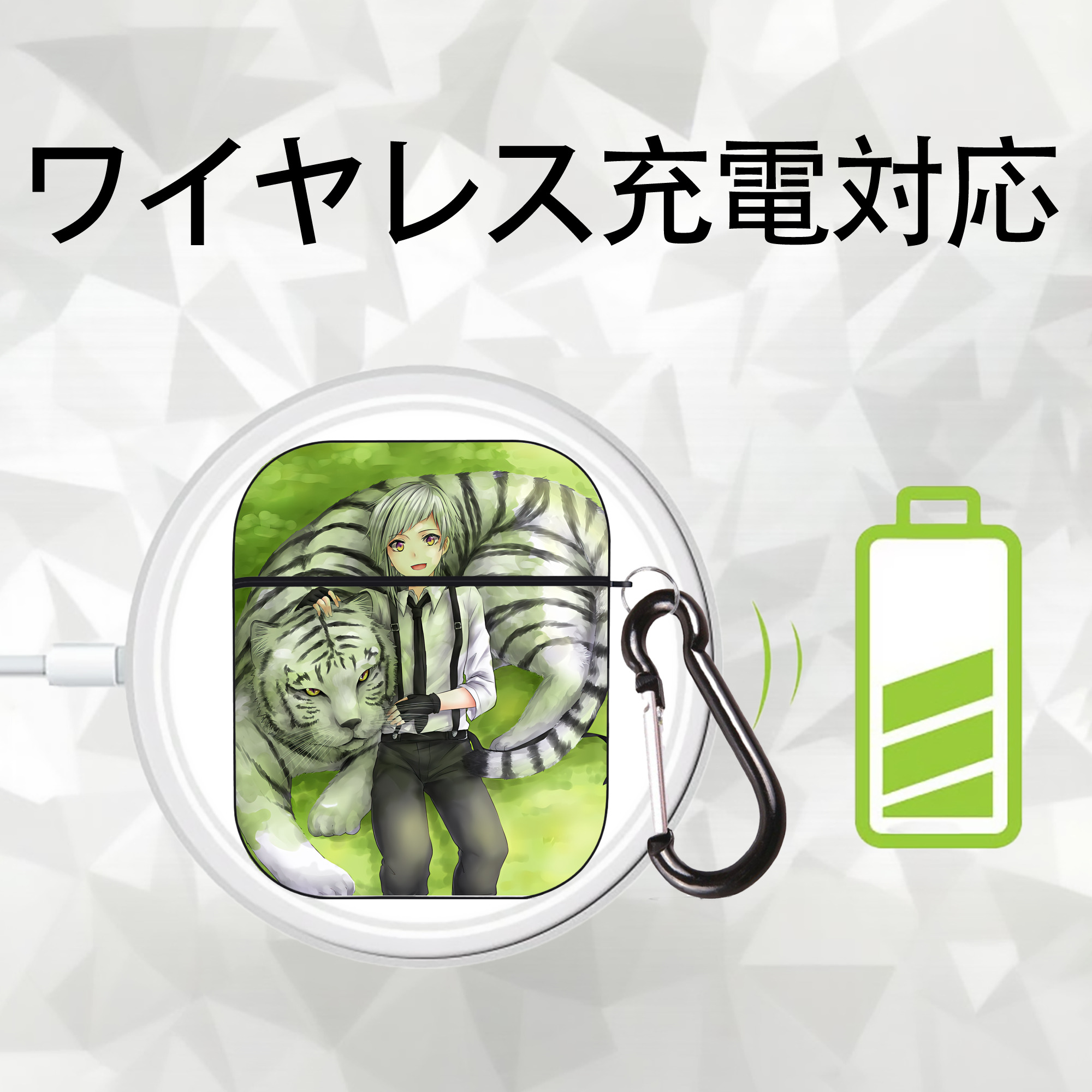 文豪ストレイドッグス Bungo Stray Dogs AirPods 第2世代保護ケース ハードシェル ブラック 耐衝撃・防指紋・カラビナ付き