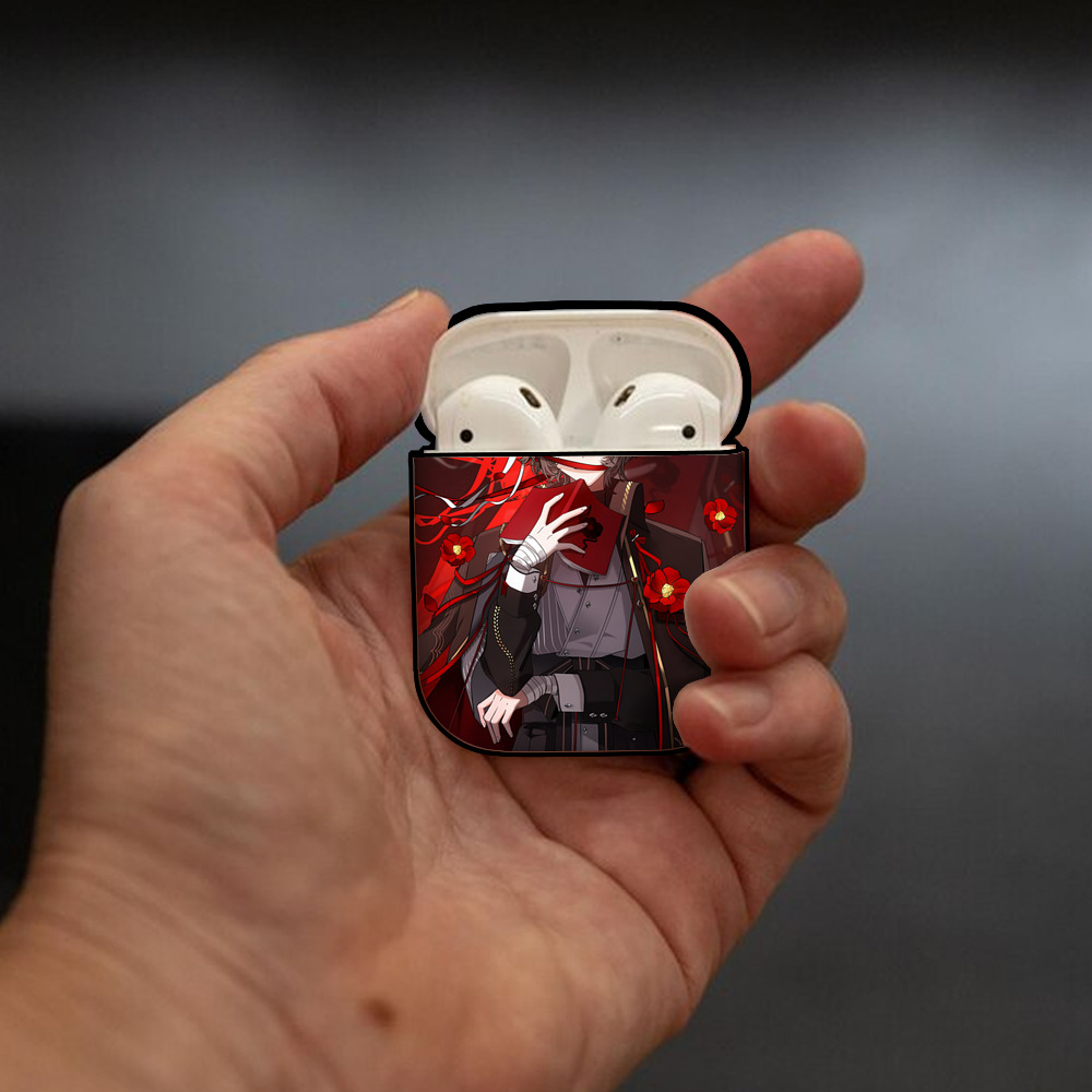 文豪ストレイドッグス Bungo Stray Dogs AirPods 第2世代保護ケース ハードシェル ブラック 耐衝撃・防指紋・カラビナ付き