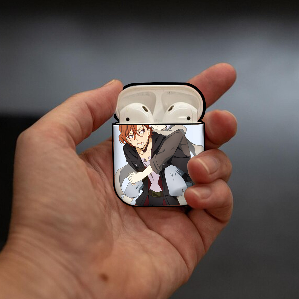 文豪ストレイドッグス Bungo Stray Dogs AirPods 第2世代保護ケース ハードシェル ブラック 耐衝撃・防指紋・カラビナ付き