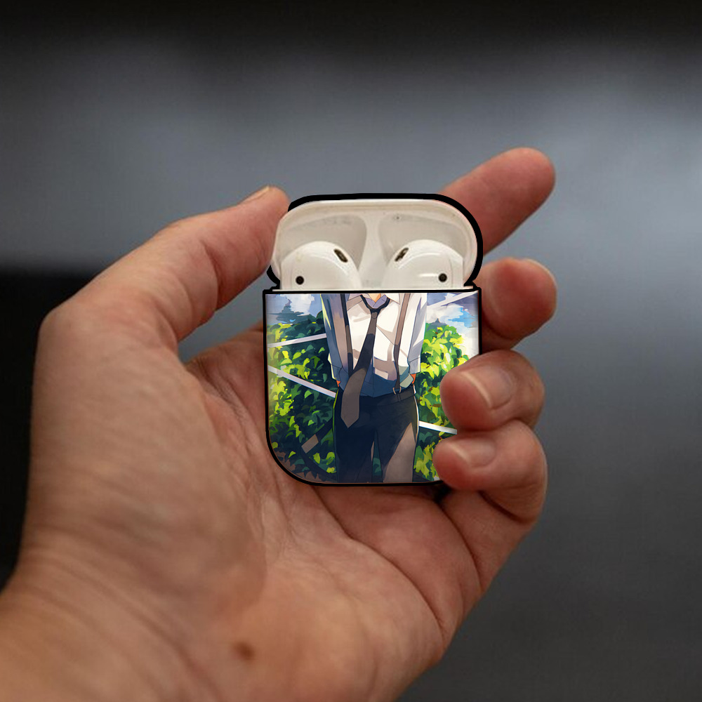 文豪ストレイドッグス Bungo Stray Dogs AirPods 第2世代保護ケース ハードシェル ブラック 耐衝撃・防指紋・カラビナ付き