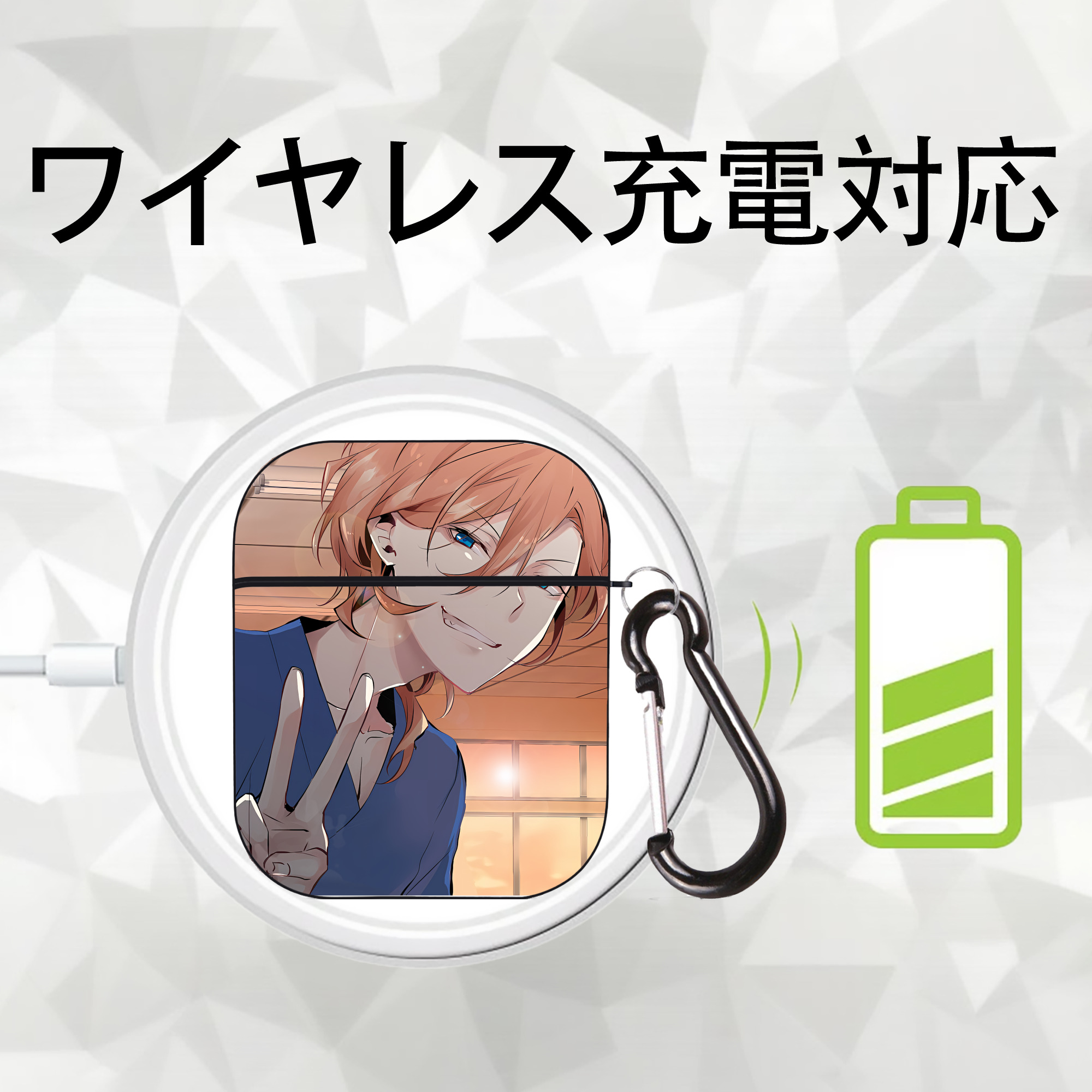 文豪ストレイドッグス Bungo Stray Dogs AirPods 第2世代保護ケース ハードシェル ブラック 耐衝撃・防指紋・カラビナ付き