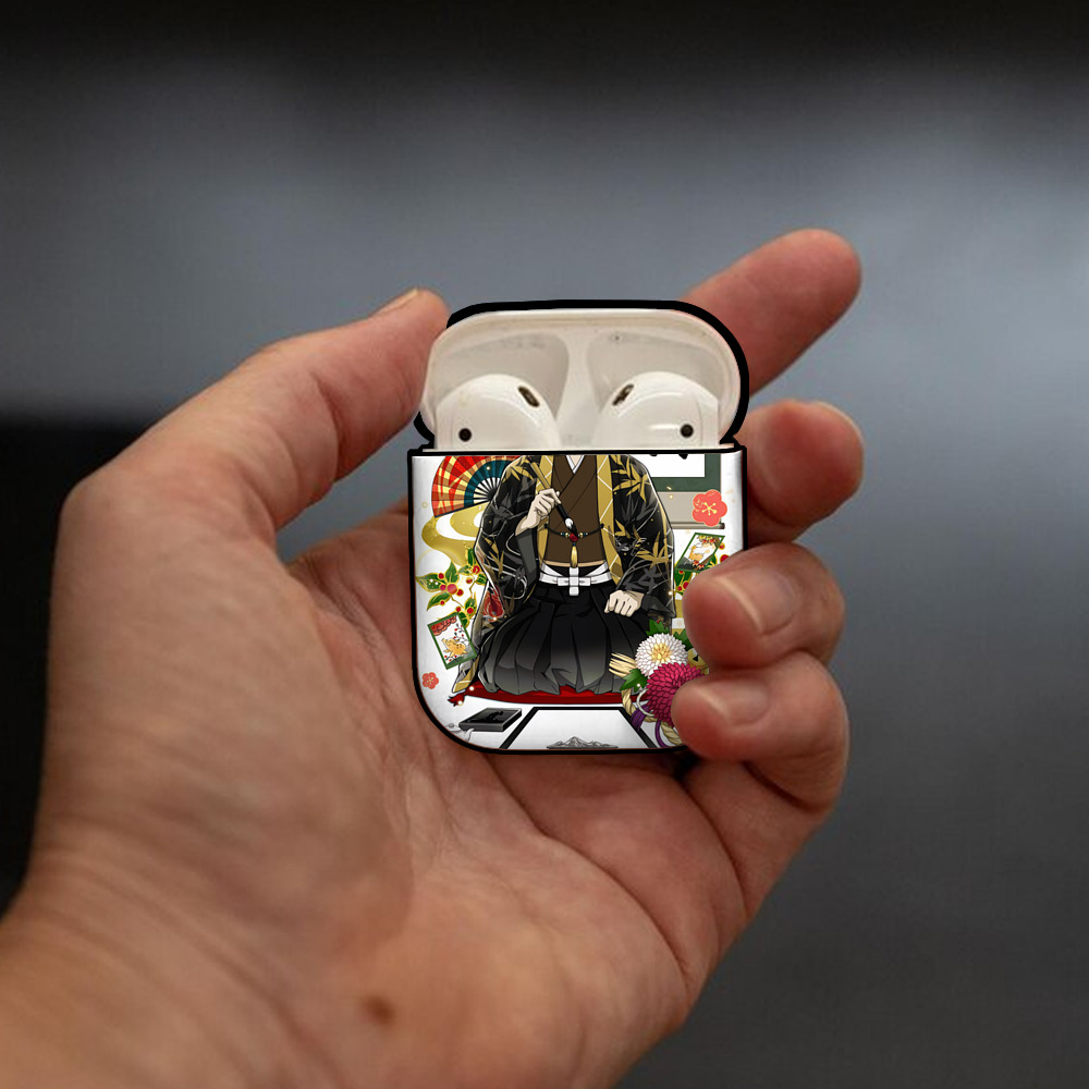 文豪ストレイドッグス Bungo Stray Dogs AirPods 第2世代保護ケース ハードシェル ブラック 耐衝撃・防指紋・カラビナ付き