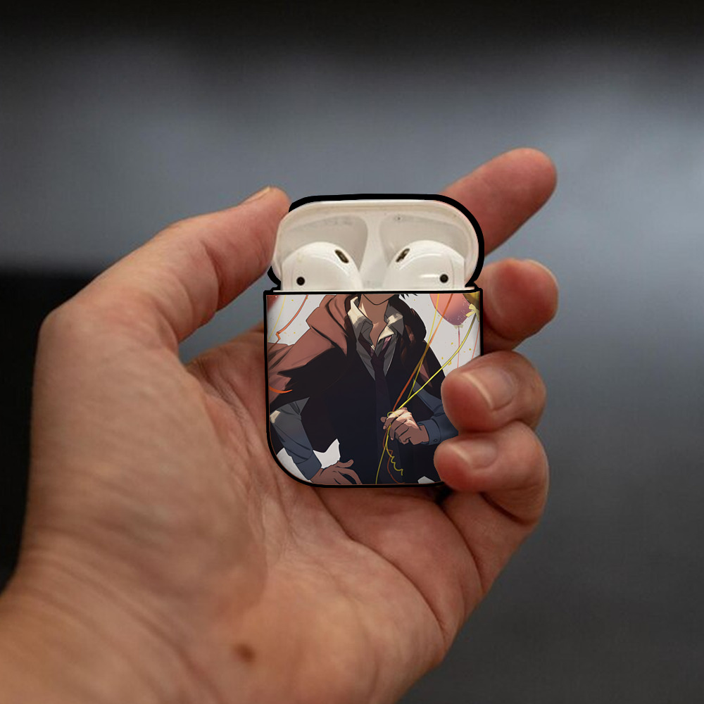 文豪ストレイドッグス Bungo Stray Dogs AirPods 第2世代保護ケース ハードシェル ブラック 耐衝撃・防指紋・カラビナ付き