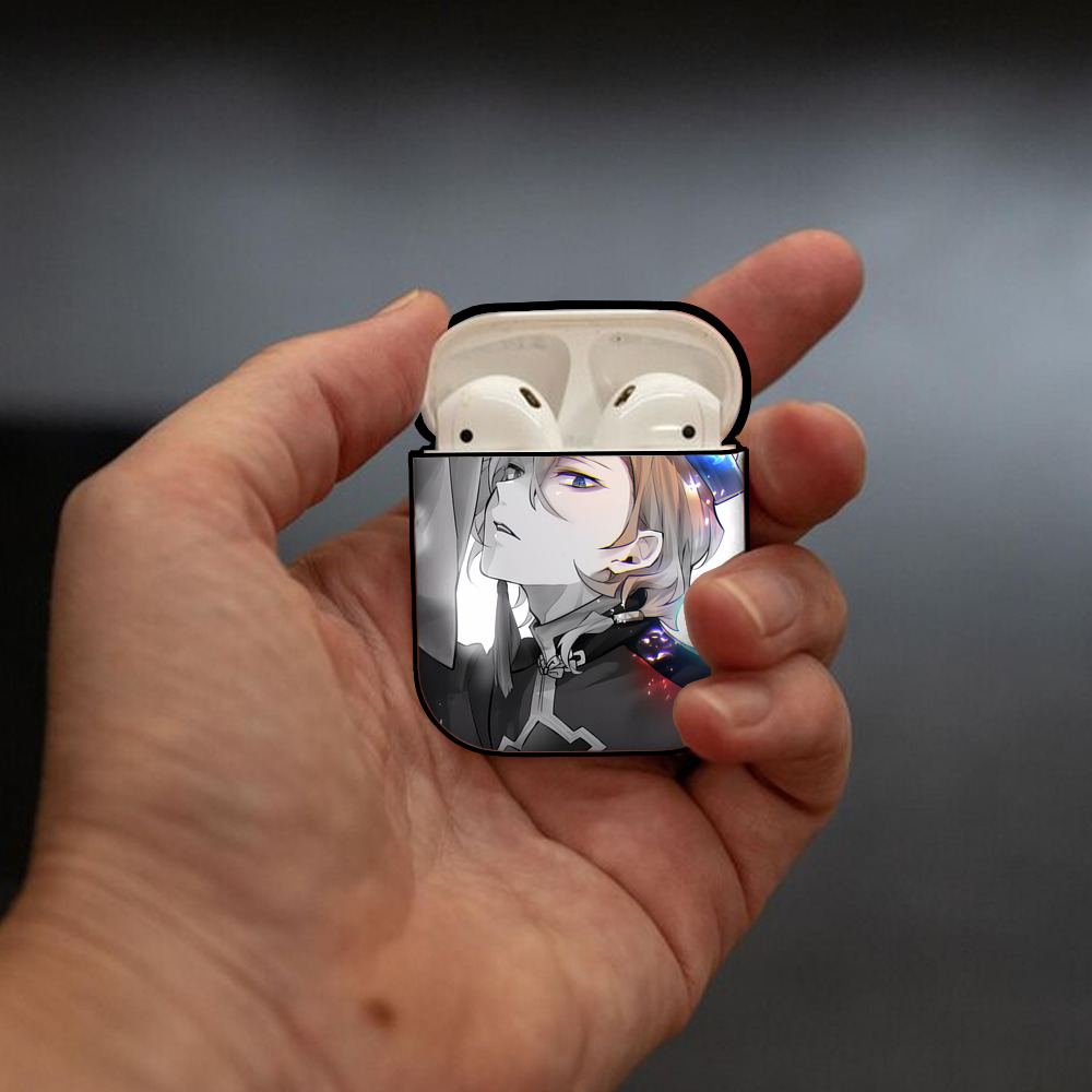 文豪ストレイドッグス Bungo Stray Dogs AirPods 第2世代保護ケース ハードシェル ブラック 耐衝撃・防指紋・カラビナ付き