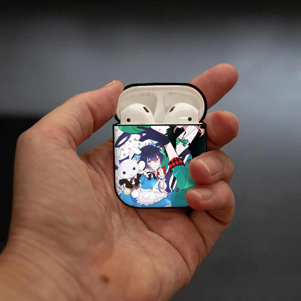 文豪ストレイドッグス Bungo Stray Dogs AirPods 第2世代保護ケース ハードシェル ブラック 耐衝撃・防指紋・カラビナ付き