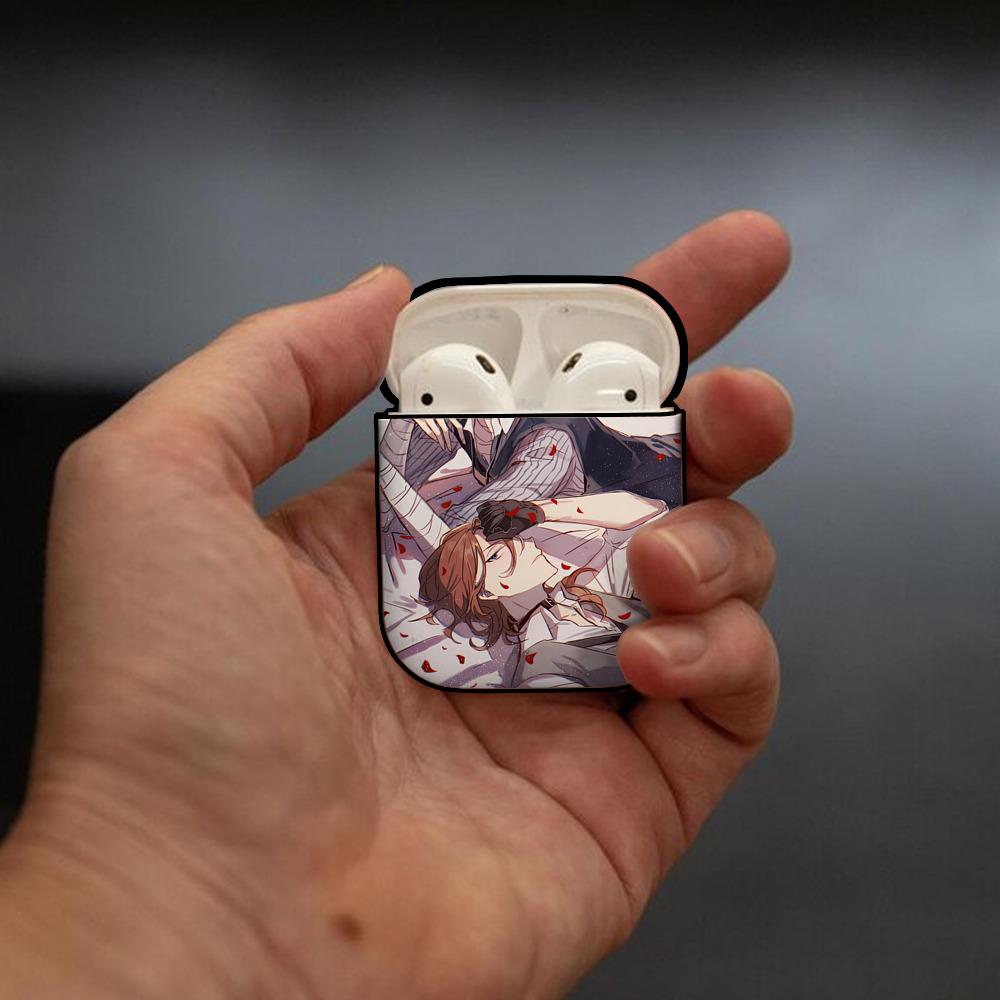 文豪ストレイドッグス Bungo Stray Dogs AirPods 第2世代保護ケース ハードシェル ブラック 耐衝撃・防指紋・カラビナ付き