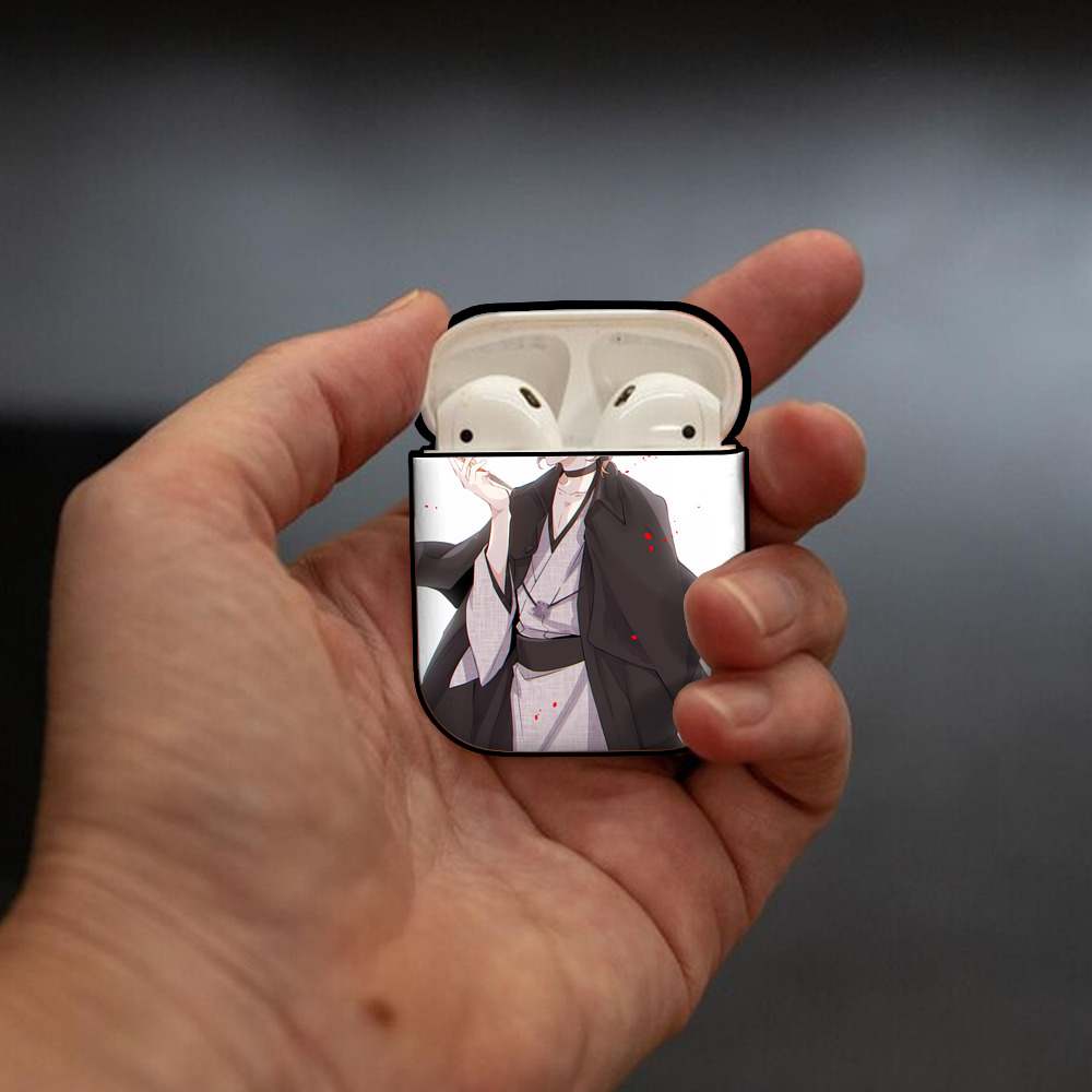文豪ストレイドッグス Bungo Stray Dogs AirPods 第2世代保護ケース ハードシェル ブラック 耐衝撃・防指紋・カラビナ付き