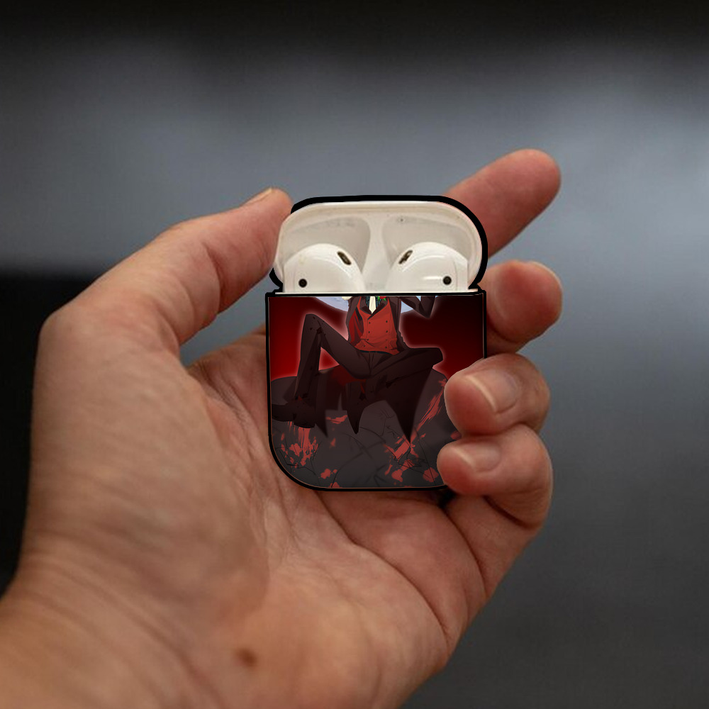 文豪ストレイドッグス Bungo Stray Dogs AirPods 第2世代保護ケース ハードシェル ブラック 耐衝撃・防指紋・カラビナ付き