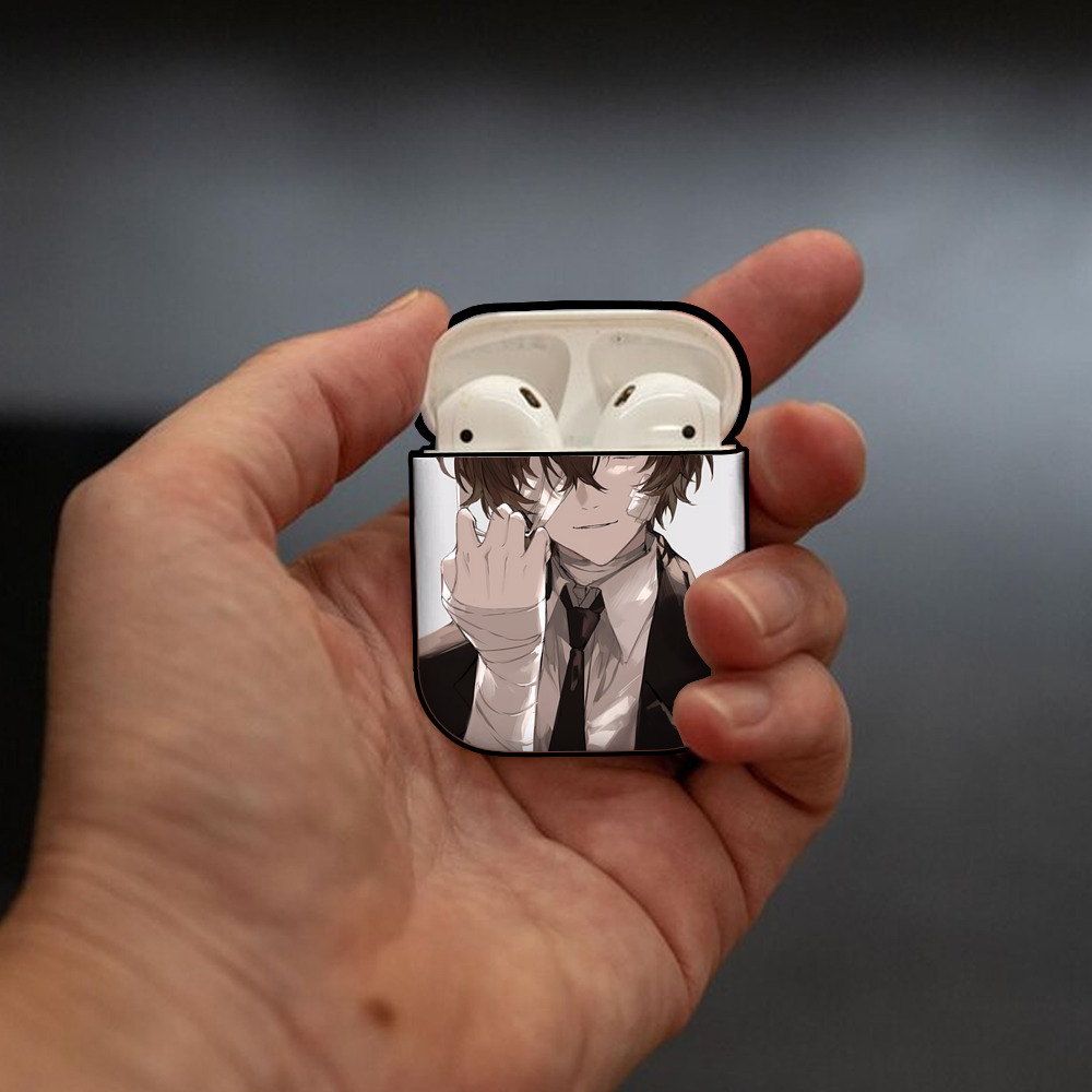 文豪ストレイドッグス Bungo Stray Dogs AirPods 第2世代保護ケース ハードシェル ブラック 耐衝撃・防指紋・カラビナ付き