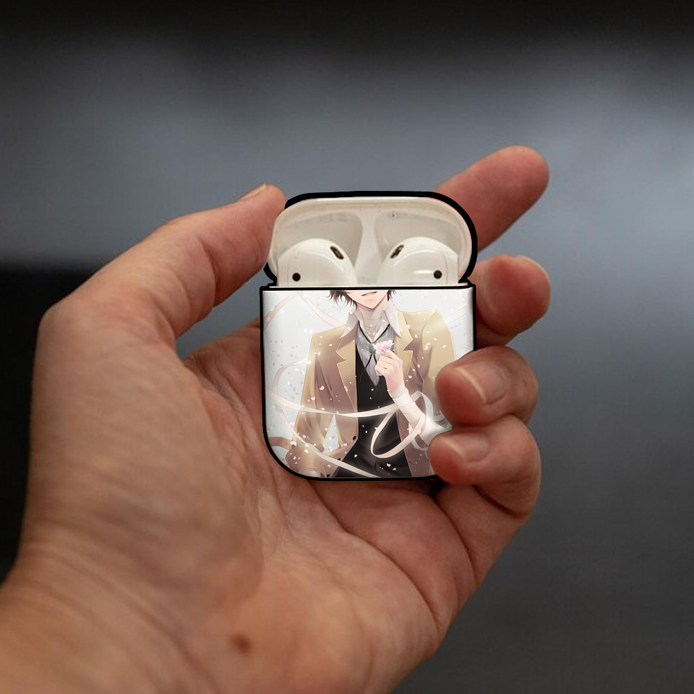 文豪ストレイドッグス Bungo Stray Dogs AirPods 第2世代保護ケース ハードシェル ブラック 耐衝撃・防指紋・カラビナ付き