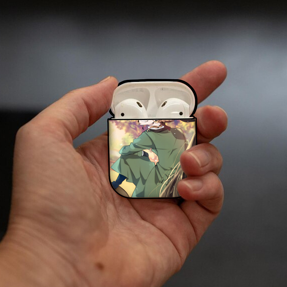 文豪ストレイドッグス Bungo Stray Dogs AirPods 第2世代保護ケース ハードシェル ブラック 耐衝撃・防指紋・カラビナ付き