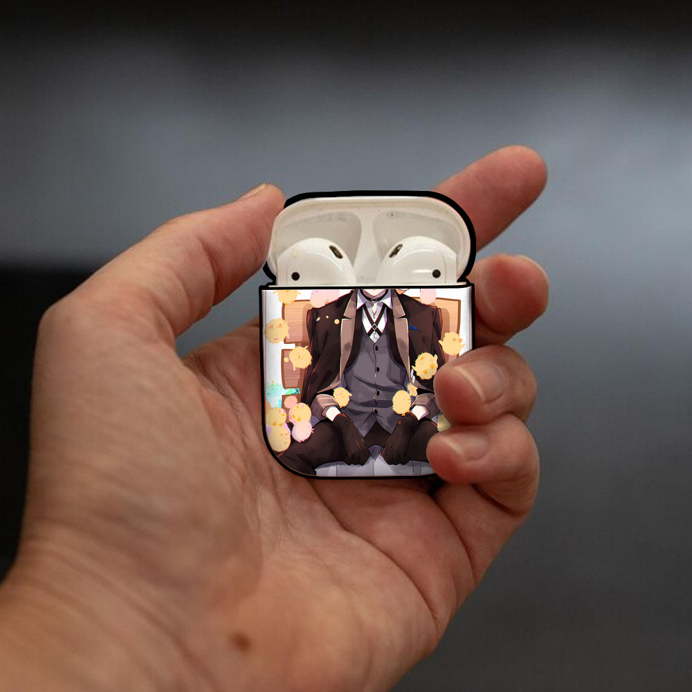 文豪ストレイドッグス Bungo Stray Dogs AirPods 第2世代保護ケース ハードシェル ブラック 耐衝撃・防指紋・カラビナ付き