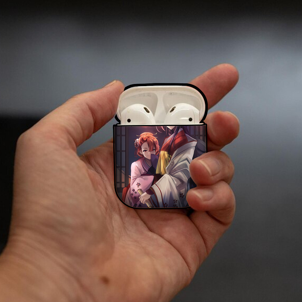 文豪ストレイドッグス Bungo Stray Dogs AirPods 第2世代保護ケース ハードシェル ブラック 耐衝撃・防指紋・カラビナ付き