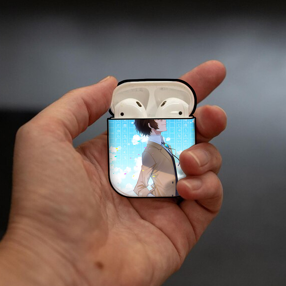 文豪ストレイドッグス Bungo Stray Dogs AirPods 第2世代保護ケース ハードシェル ブラック 耐衝撃・防指紋・カラビナ付き