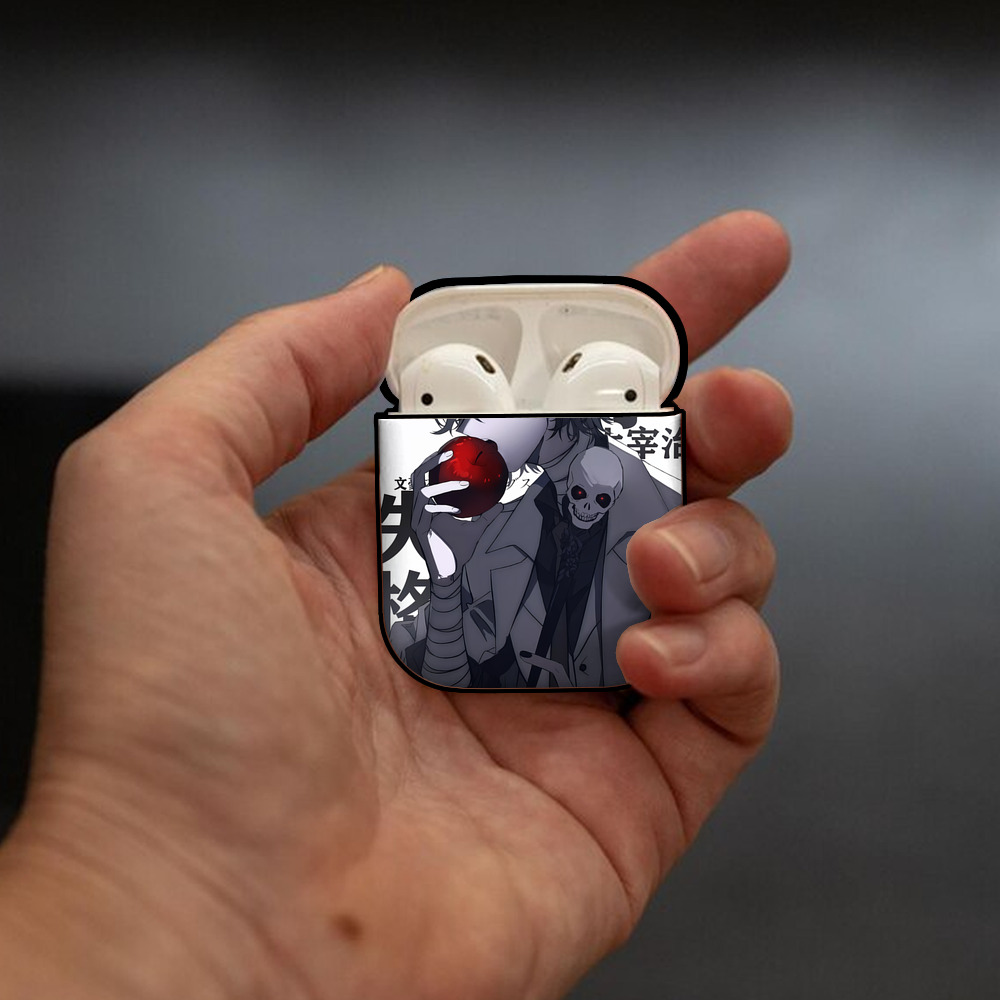 文豪ストレイドッグス Bungo Stray Dogs AirPods 第2世代保護ケース ハードシェル ブラック 耐衝撃・防指紋・カラビナ付き