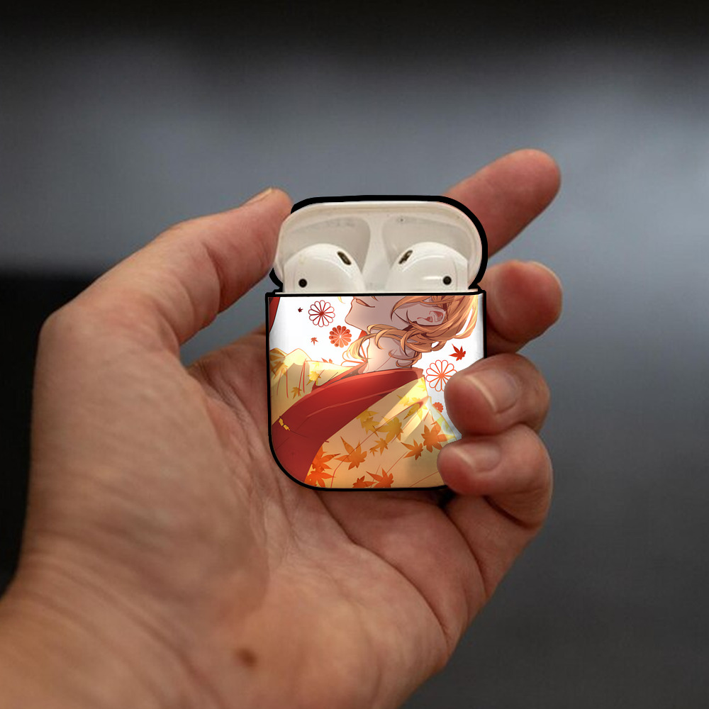 文豪ストレイドッグス Bungo Stray Dogs AirPods 第2世代保護ケース ハードシェル ブラック 耐衝撃・防指紋・カラビナ付き