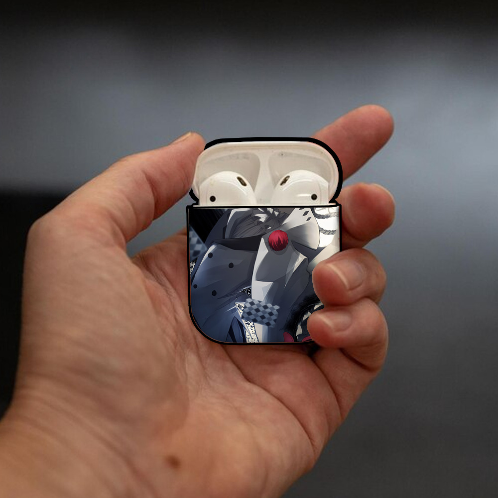文豪ストレイドッグス Bungo Stray Dogs AirPods 第2世代保護ケース ハードシェル ブラック 耐衝撃・防指紋・カラビナ付き