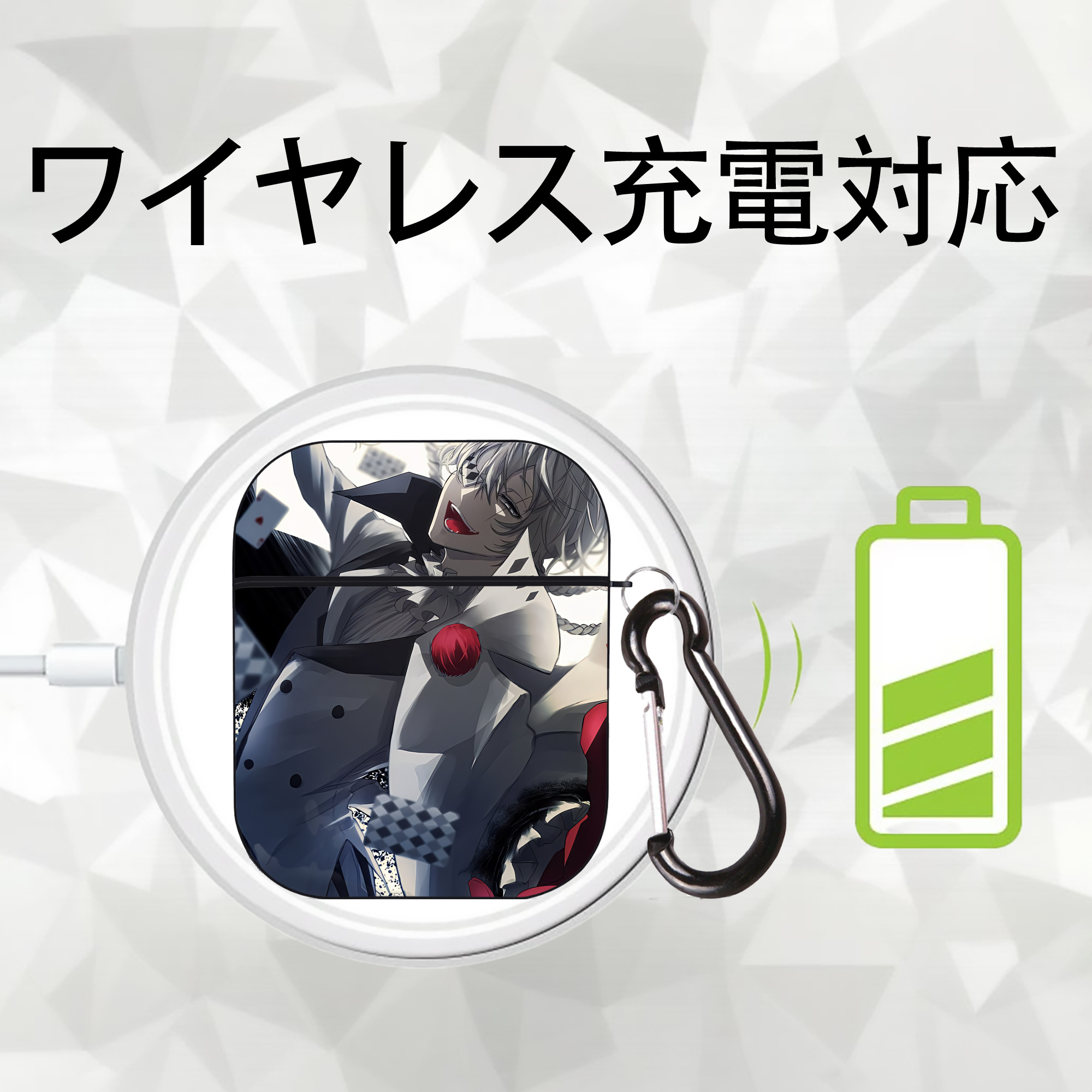 文豪ストレイドッグス Bungo Stray Dogs AirPods 第2世代保護ケース ハードシェル ブラック 耐衝撃・防指紋・カラビナ付き