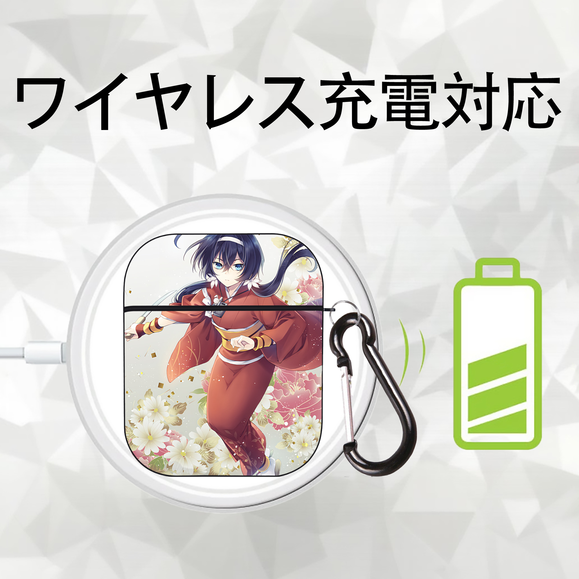 文豪ストレイドッグス Bungo Stray Dogs AirPods 第2世代保護ケース ハードシェル ブラック 耐衝撃・防指紋・カラビナ付き