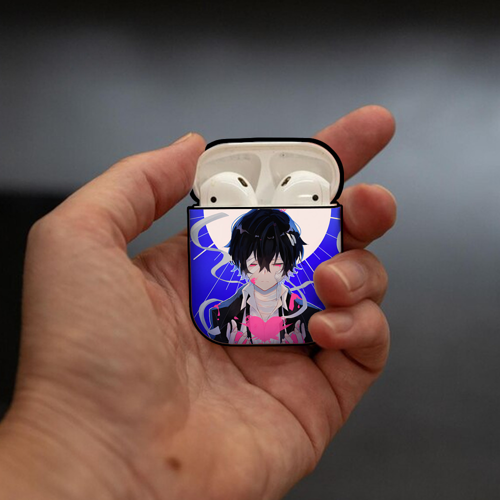 文豪ストレイドッグス Bungo Stray Dogs AirPods 第2世代保護ケース ハードシェル ブラック 耐衝撃・防指紋・カラビナ付き
