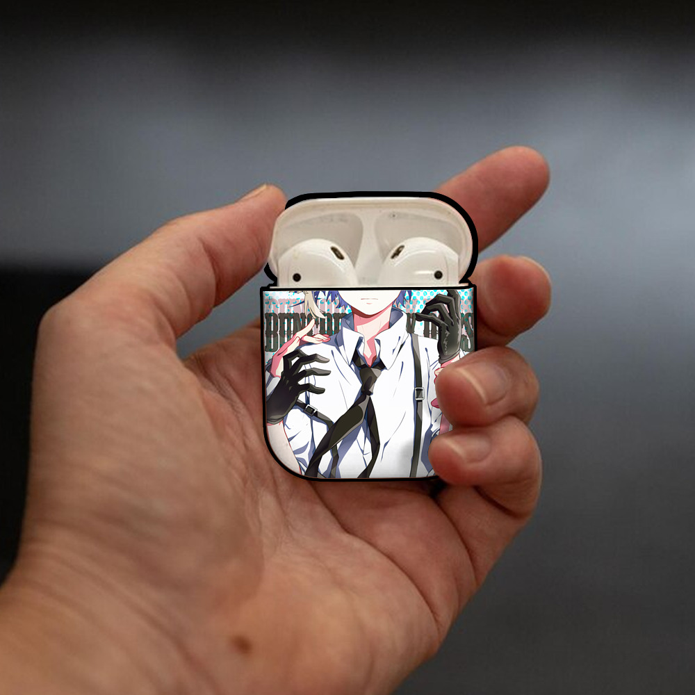 文豪ストレイドッグス Bungo Stray Dogs AirPods 第2世代保護ケース ハードシェル ブラック 耐衝撃・防指紋・カラビナ付き