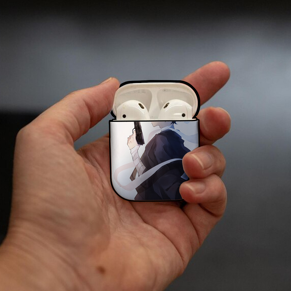 文豪ストレイドッグス Bungo Stray Dogs AirPods 第2世代保護ケース ハードシェル ブラック 耐衝撃・防指紋・カラビナ付き