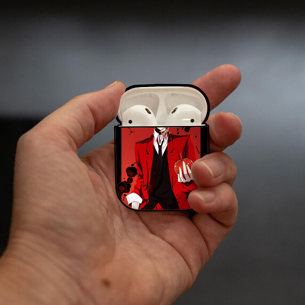 文豪ストレイドッグス Bungo Stray Dogs AirPods 第2世代保護ケース ハードシェル ブラック 耐衝撃・防指紋・カラビナ付き