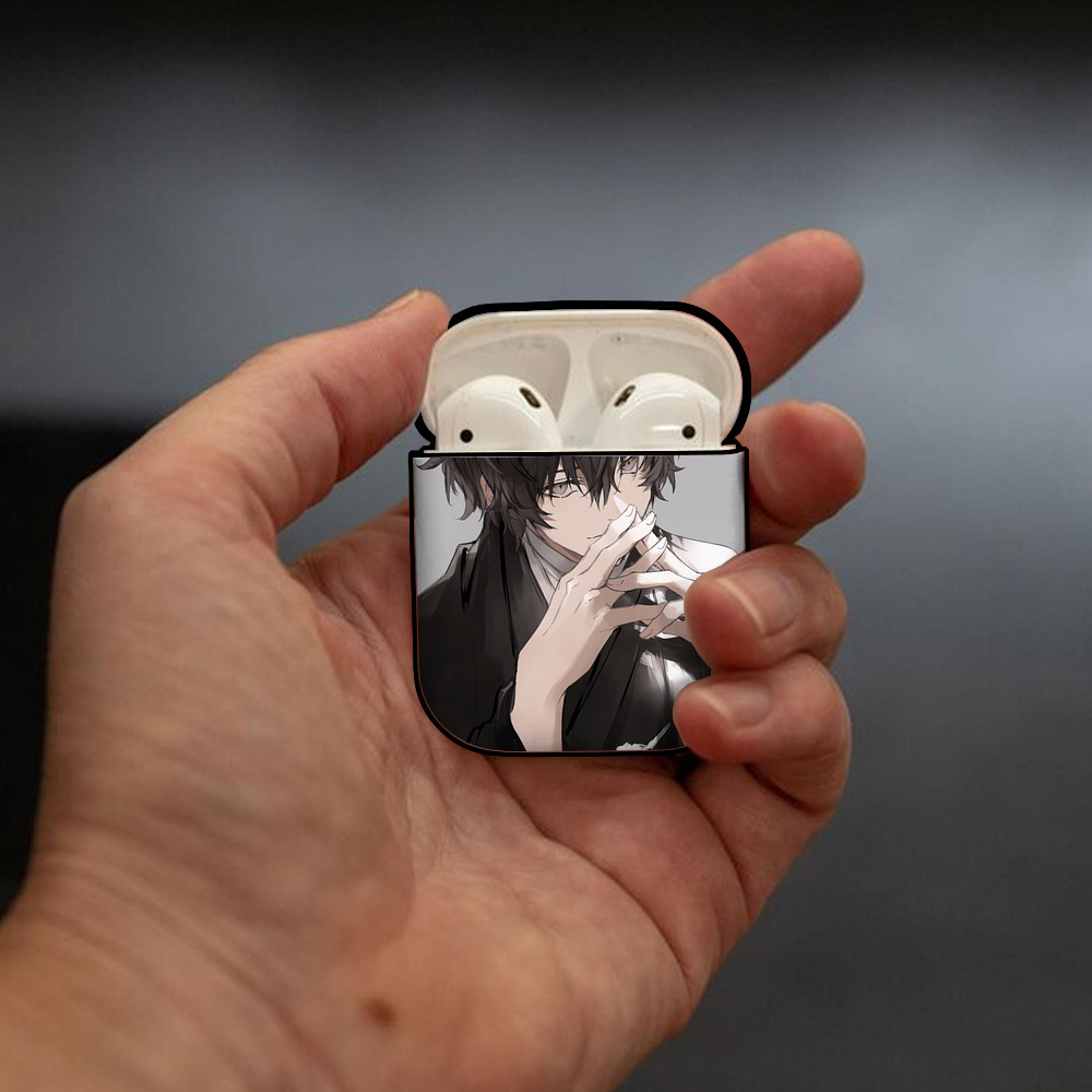 文豪ストレイドッグス Bungo Stray Dogs AirPods 第2世代保護ケース ハードシェル ブラック 耐衝撃・防指紋・カラビナ付き