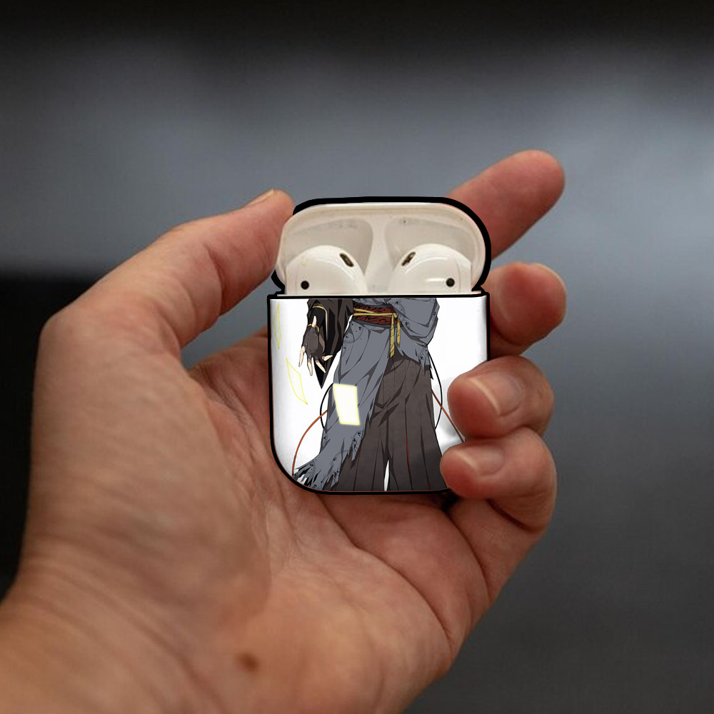 文豪ストレイドッグス Bungo Stray Dogs AirPods 第2世代保護ケース ハードシェル ブラック 耐衝撃・防指紋・カラビナ付き