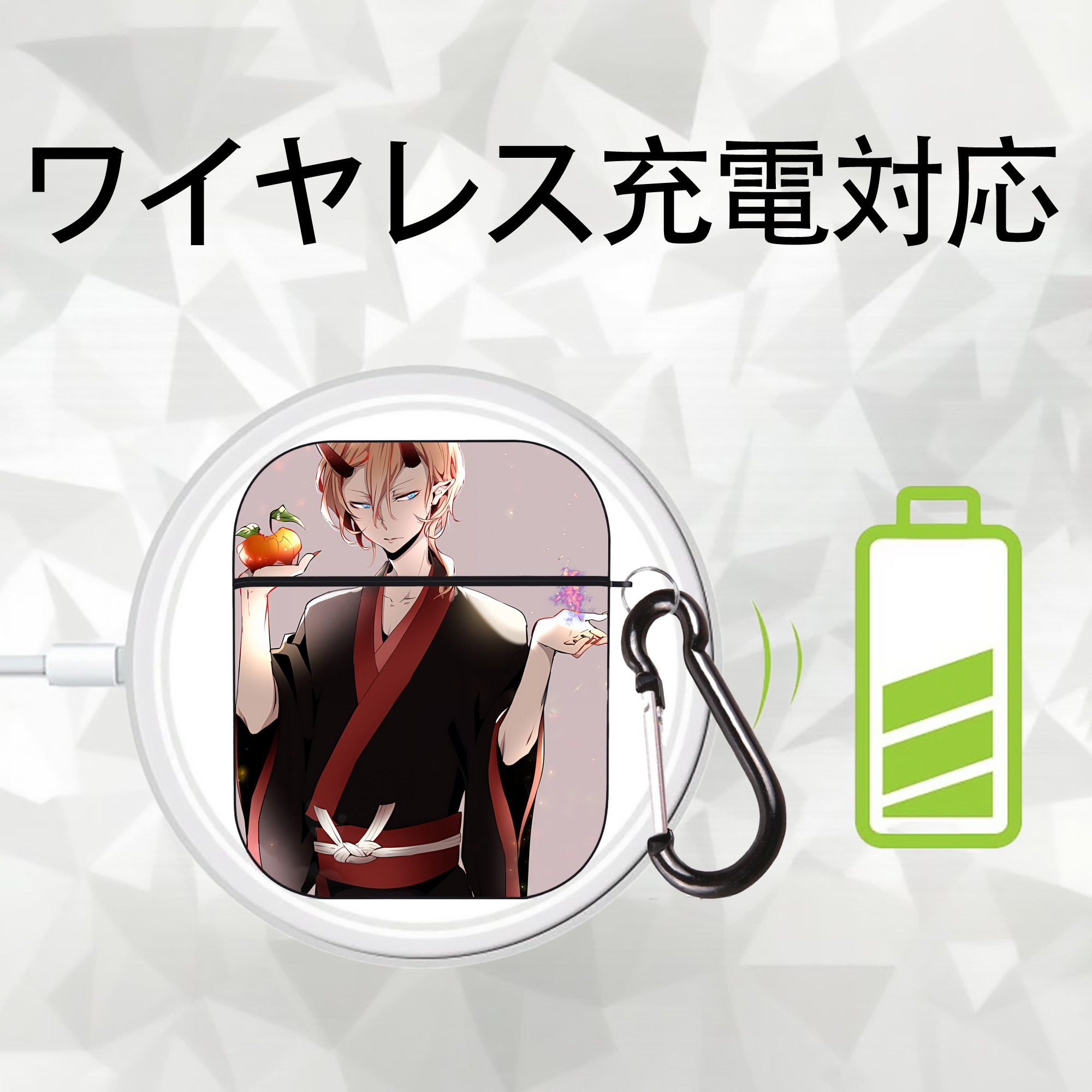 文豪ストレイドッグス Bungo Stray Dogs AirPods 第2世代保護ケース ハードシェル ブラック 耐衝撃・防指紋・カラビナ付き
