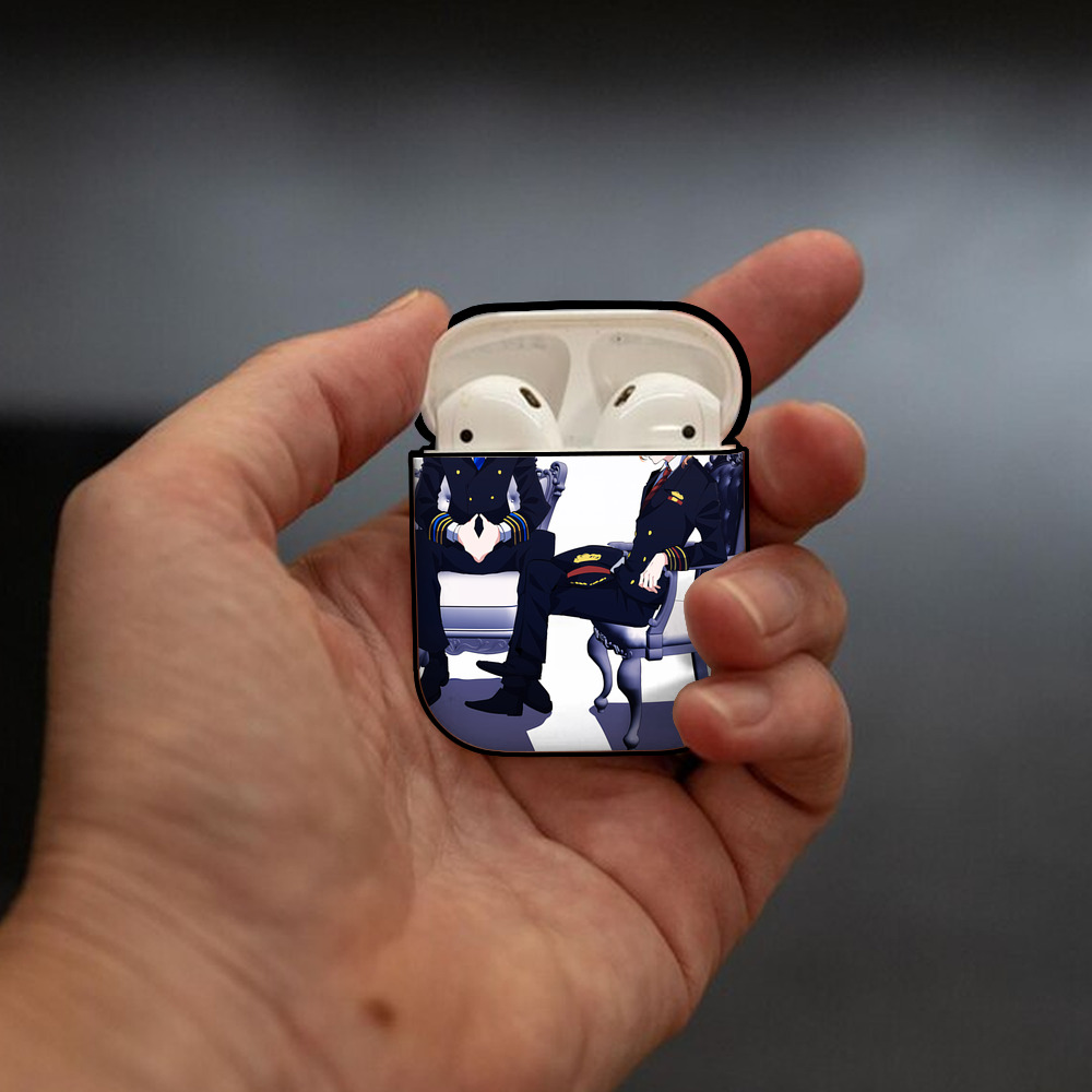 文豪ストレイドッグス Bungo Stray Dogs AirPods 第2世代保護ケース ハードシェル ブラック 耐衝撃・防指紋・カラビナ付き