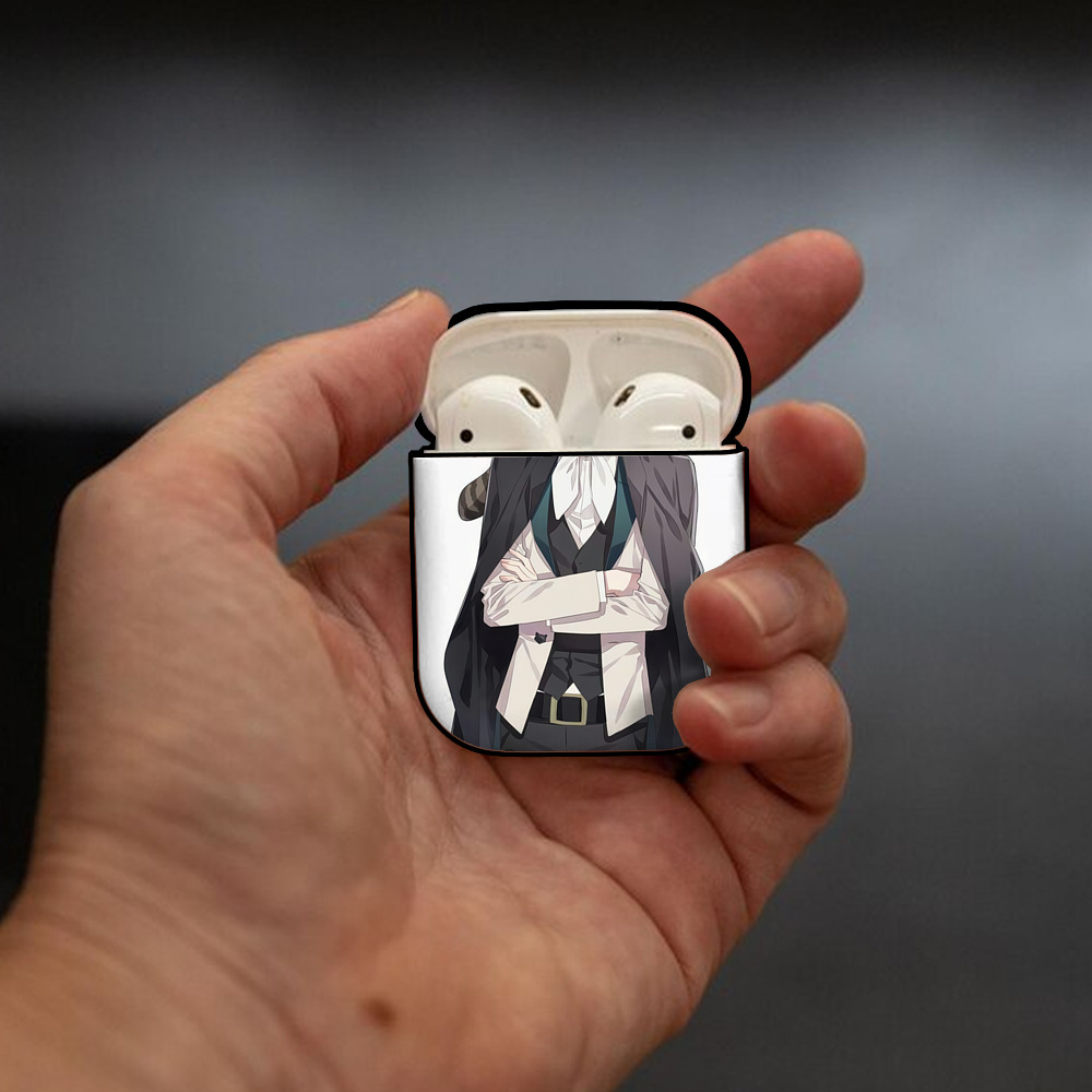文豪ストレイドッグス Bungo Stray Dogs AirPods 第2世代保護ケース ハードシェル ブラック 耐衝撃・防指紋・カラビナ付き