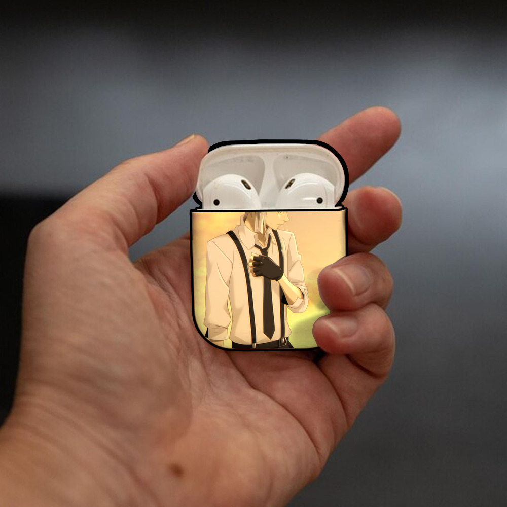 文豪ストレイドッグス Bungo Stray Dogs AirPods 第2世代保護ケース ハードシェル ブラック 耐衝撃・防指紋・カラビナ付き