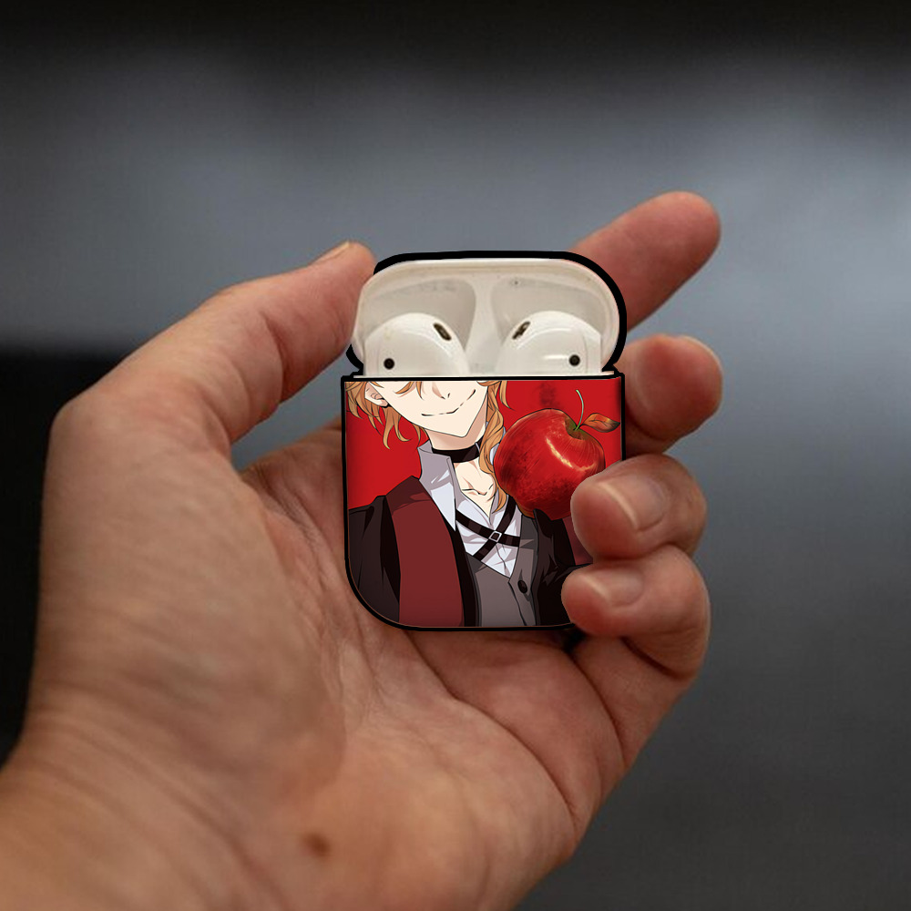 文豪ストレイドッグス Bungo Stray Dogs AirPods 第2世代保護ケース ハードシェル ブラック 耐衝撃・防指紋・カラビナ付き