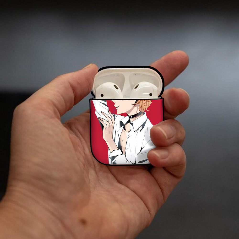文豪ストレイドッグス Bungo Stray Dogs AirPods 第2世代保護ケース ハードシェル ブラック 耐衝撃・防指紋・カラビナ付き