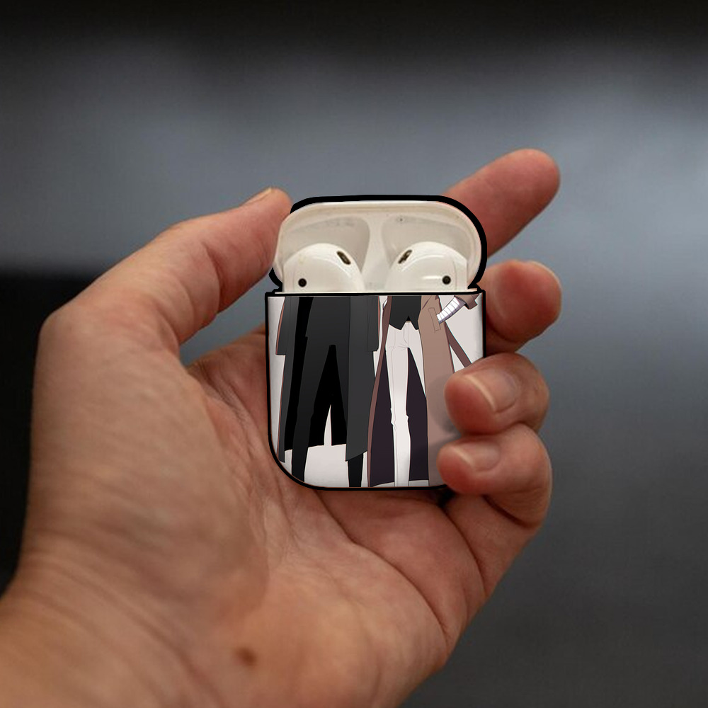 文豪ストレイドッグス Bungo Stray Dogs AirPods 第2世代保護ケース ハードシェル ブラック 耐衝撃・防指紋・カラビナ付き